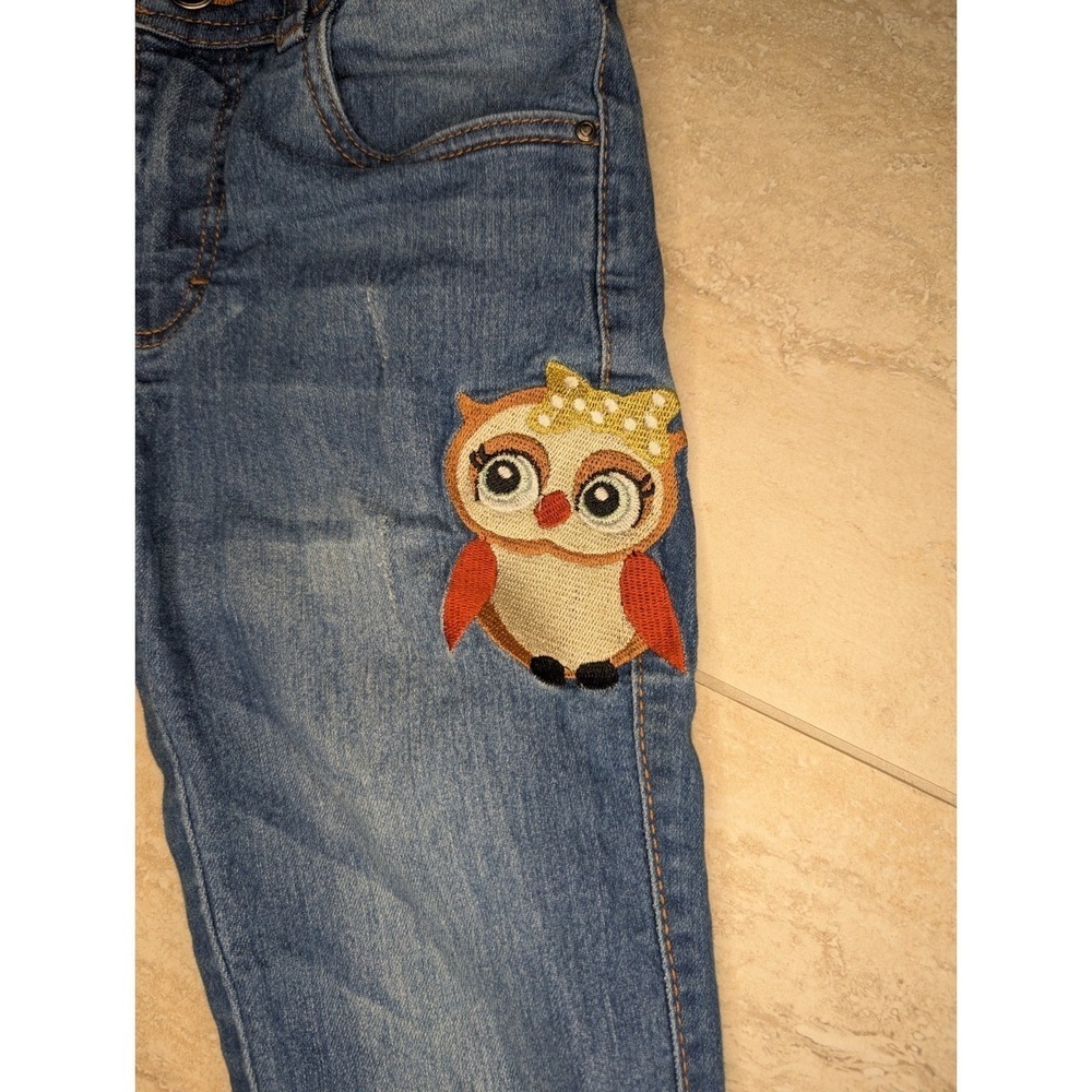 Girls Size Medium 7/8 Jeans With Owl Patch & Green Denim Crazy 8 Eyelet Jacket - Picture 9 of 12